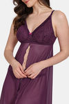 Zivame Primrose Lace Babydoll With Thong - Dark Purple — thumbnail 5